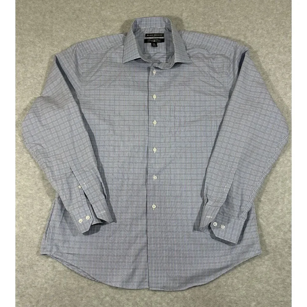 Pronto Uomo Blue Men's‎ Modern Fit Dress Shirt Size XL Plaid